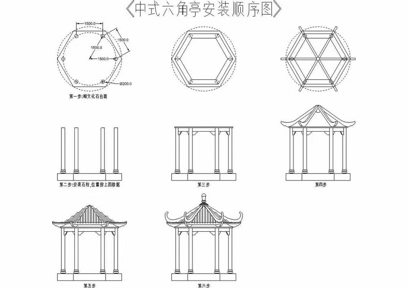 中式六角凉亭
